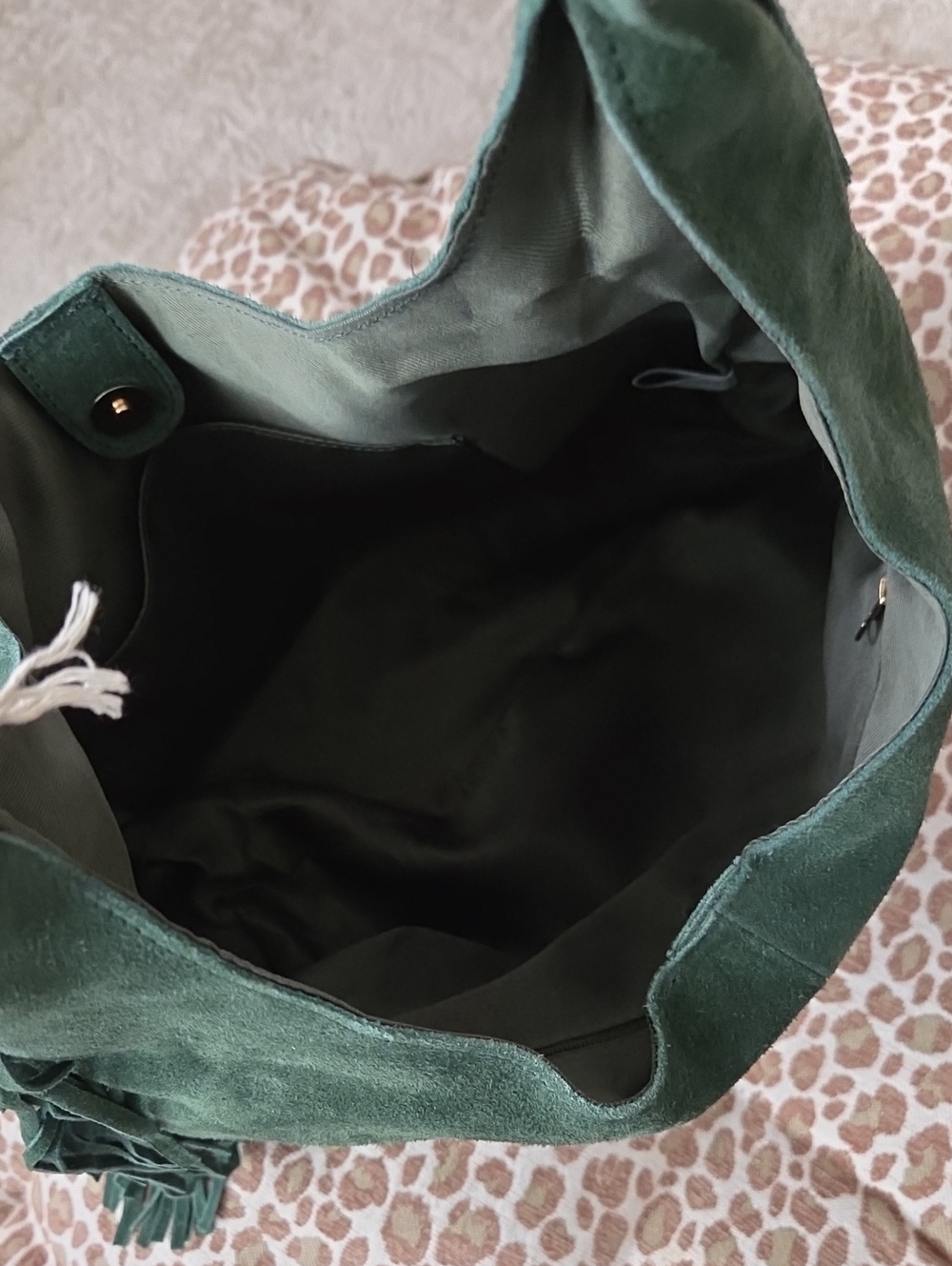Haute Hippie Dark Green Suede Hobo Bag with Fringe NWT - Picture 17 of 17